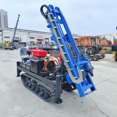 明冉橡胶履带地钉钻机 小型进庭院光伏基建打桩机 左右摆臂移动方便