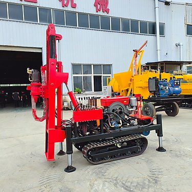 小履带庭院光伏打桩机 柱塞马达拧地钉钻机 工程橡胶皮带植桩设备